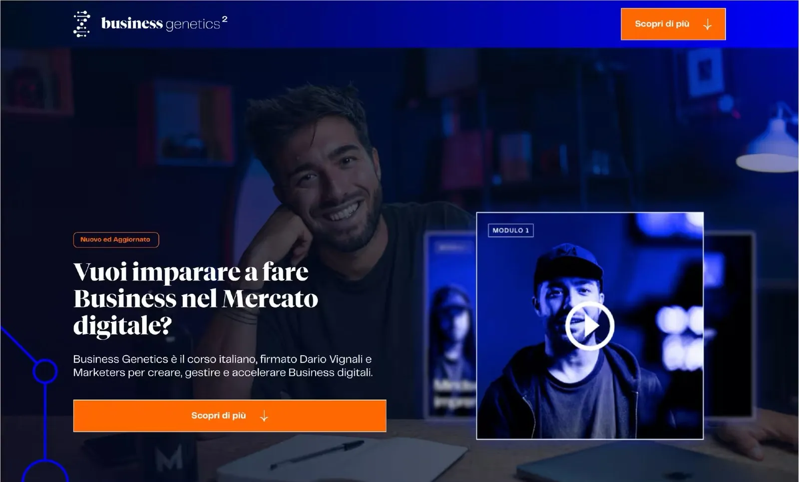 La prima schermata del sito di Business Genetics prima del progetto